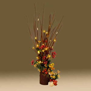 Lighted Branches Brown 20 LED Amber Lights 17 inches 