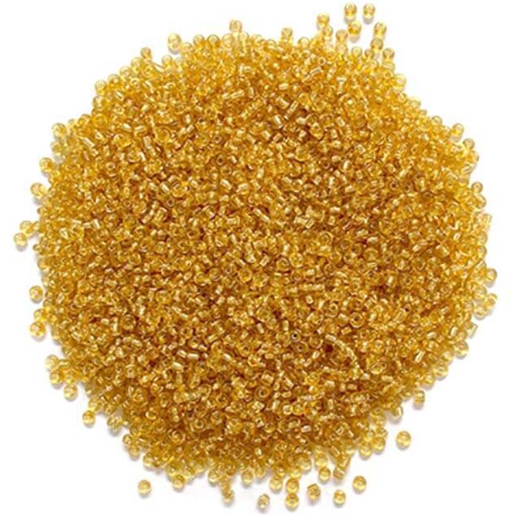 GLASS SEED BEADS SLVR LINED  GOLD 