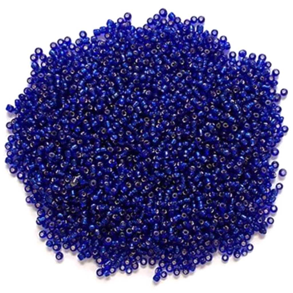 Glass Seed Beads Silverlined 60gm Capri Blue