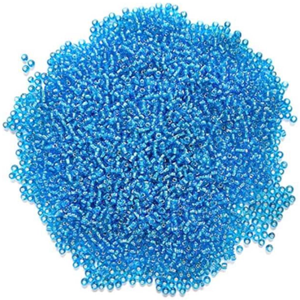 Glass Seed Beads: 12/0 Silverlined 60Gms B) Light Blue 