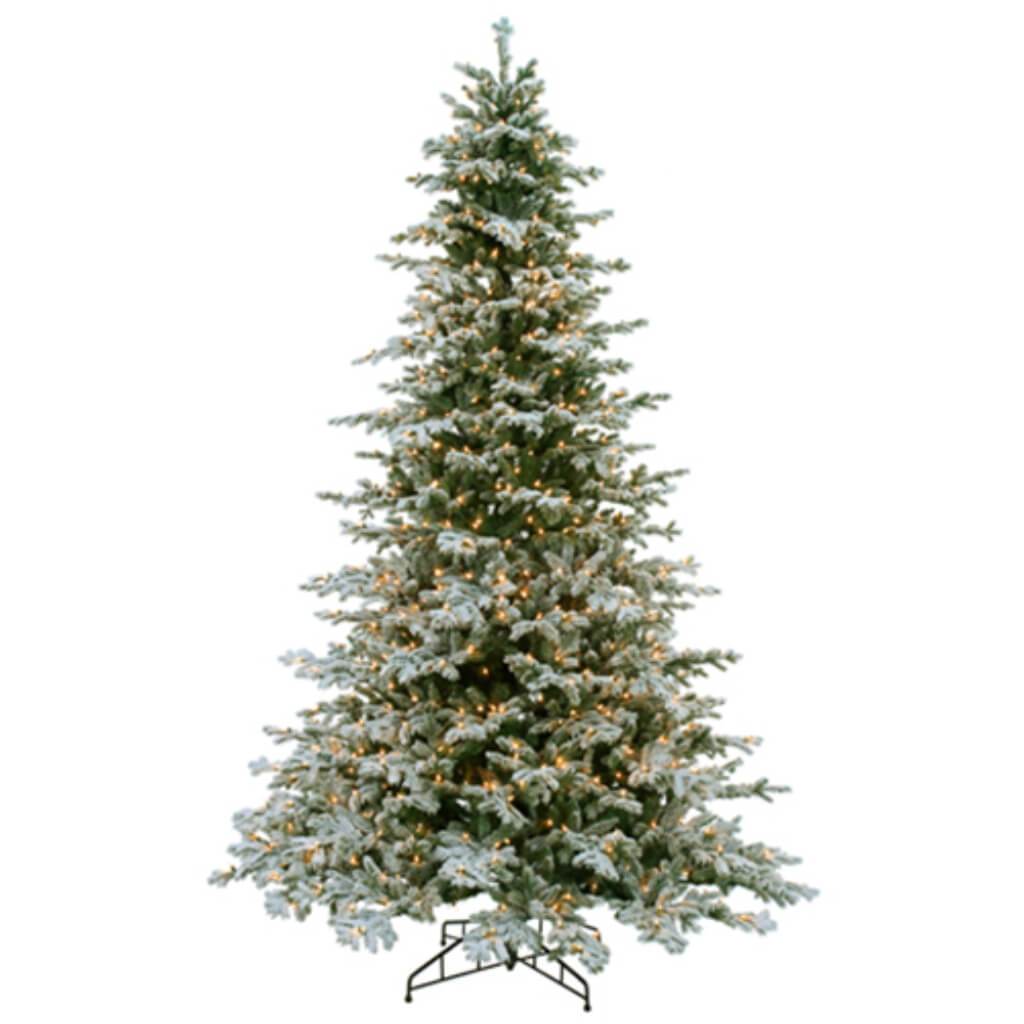 Snowy Norway Spruce Tree x2467 w/900 Smart Clear Lights on Metal Stand 