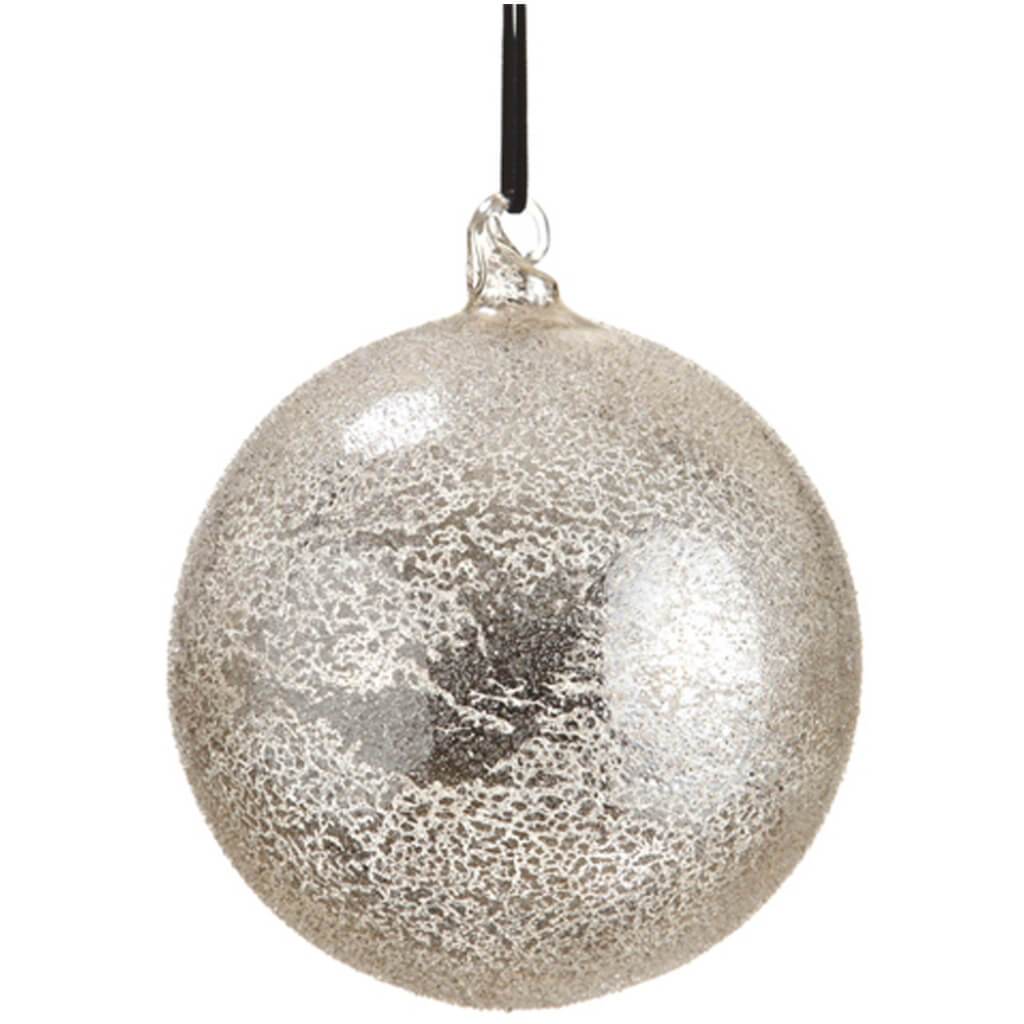 Beaded Mercury Glass Ball Ornament 