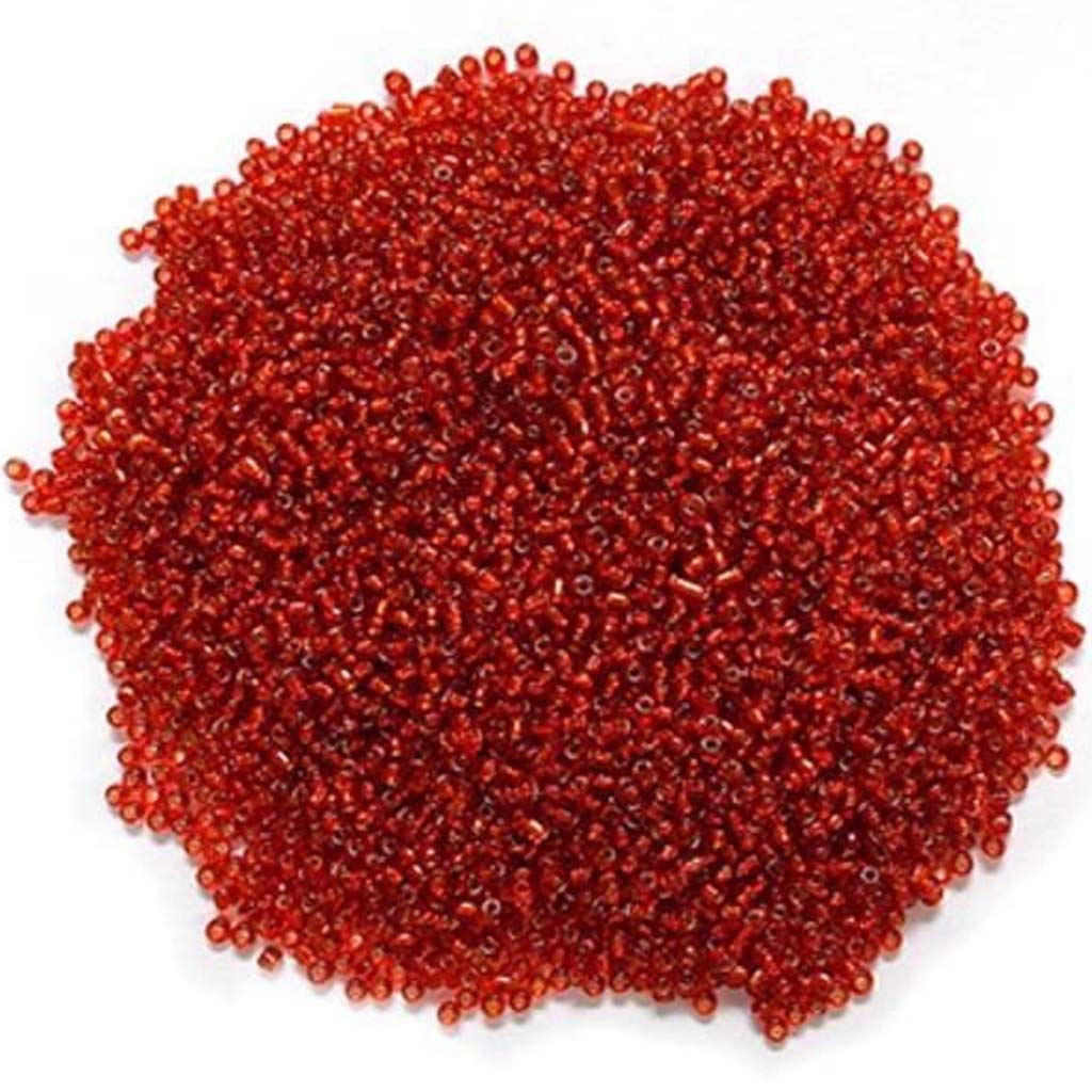 GLASS SEED BEADS SLVR LINED  RED 