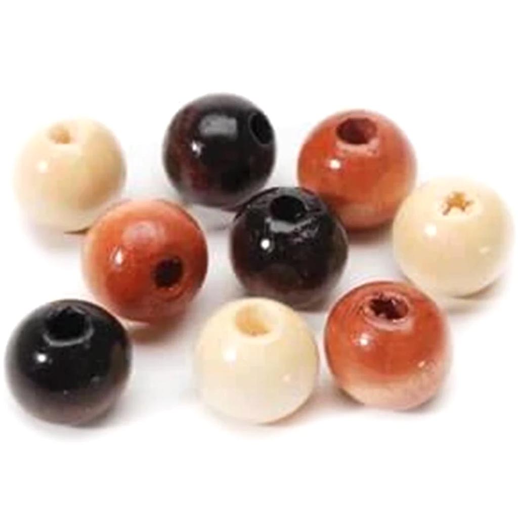 Wood Beads Assorted Earth Tones Round 10mm Big Value 