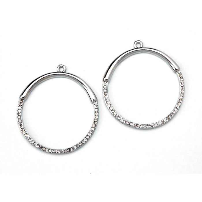 CHARM OPEN HOOP SLVR & RHINESTONES 