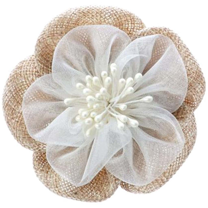 Flower with Stamens Burlap & Cotton 