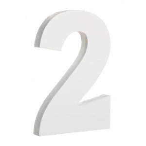 White Finished Wood 6in Number