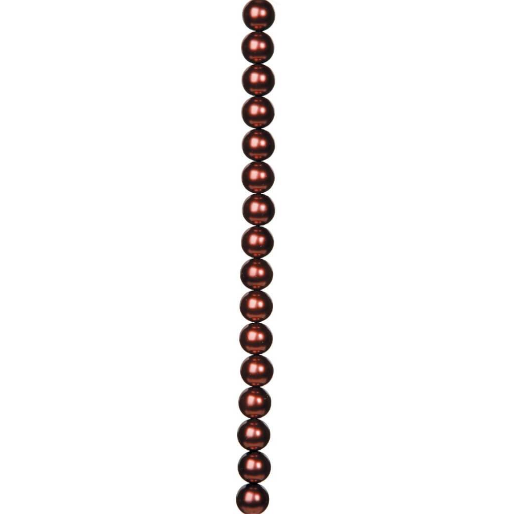 GLASS PEARL STRAND BROWN 12MM 7IN 