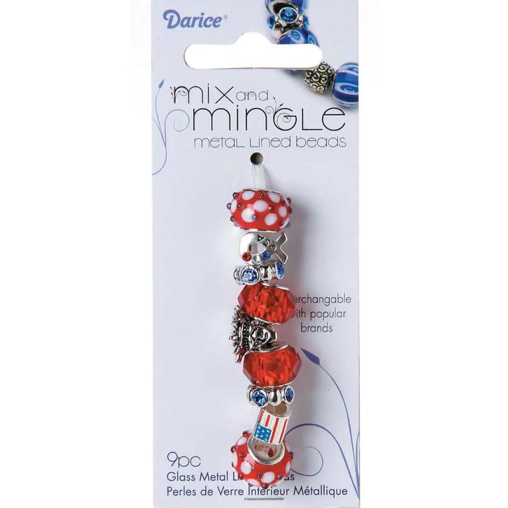 Mixed &amp; Mingle Metal Lined Bead Pack Patriotic 