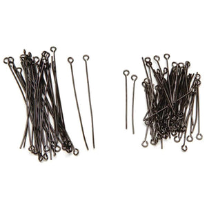 Eye Pins Hematite 1 and 2 inches 96 pieces 