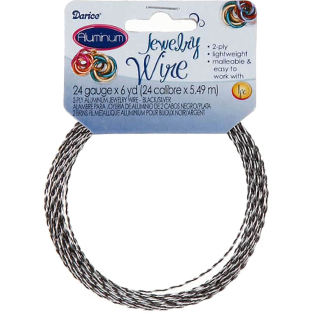 ALUMINUM WIRE BLACK &amp; SILVER 24GAUGE 6YD 