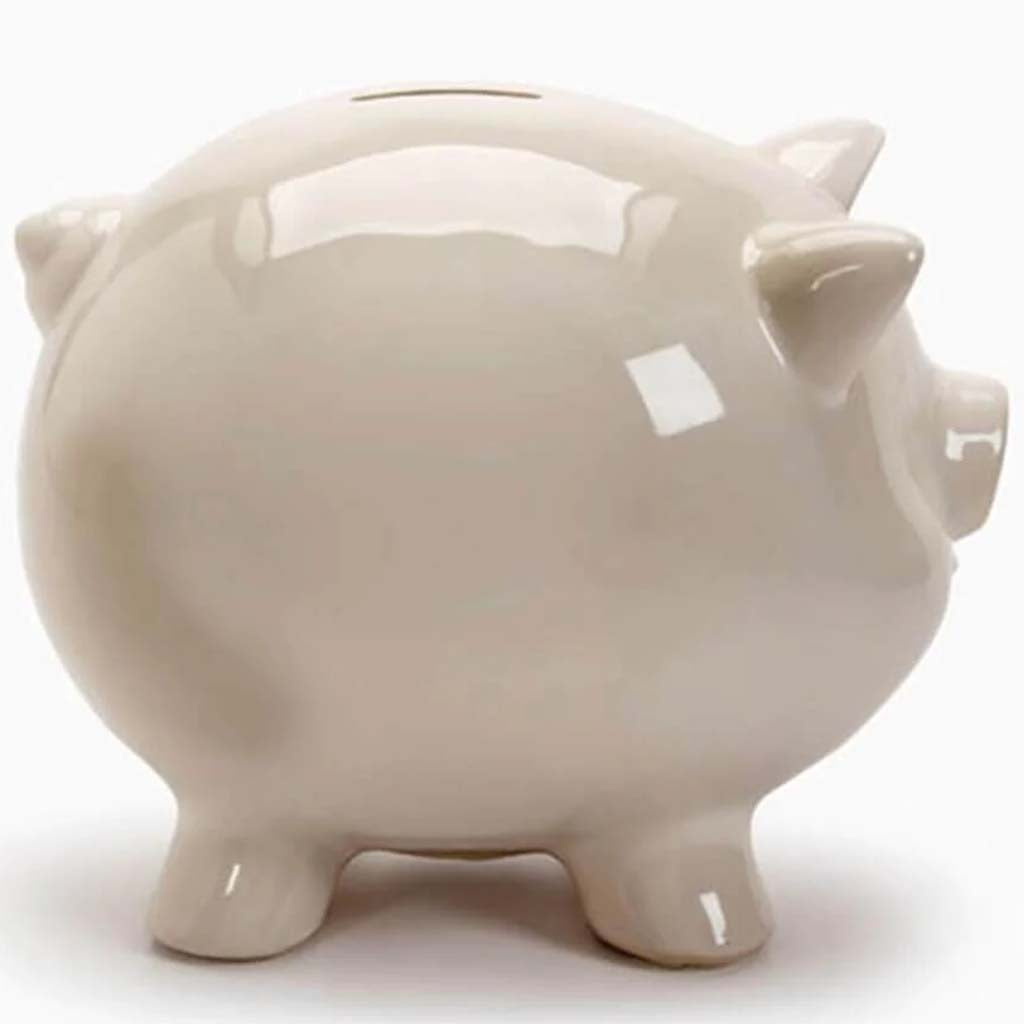 Piggy Bank Ceramic White 6.75 x 8.25 Inches 