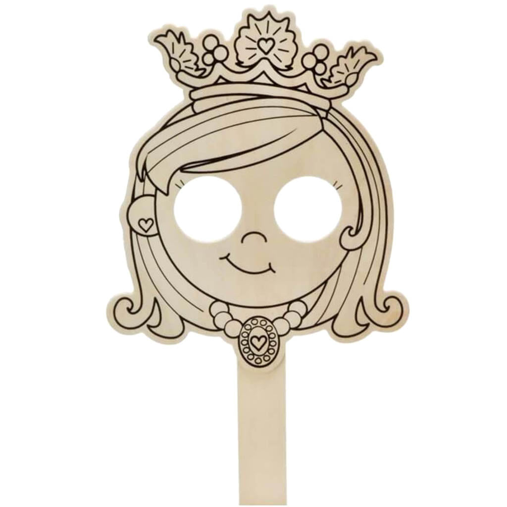 Wood Masks on Stick Princess