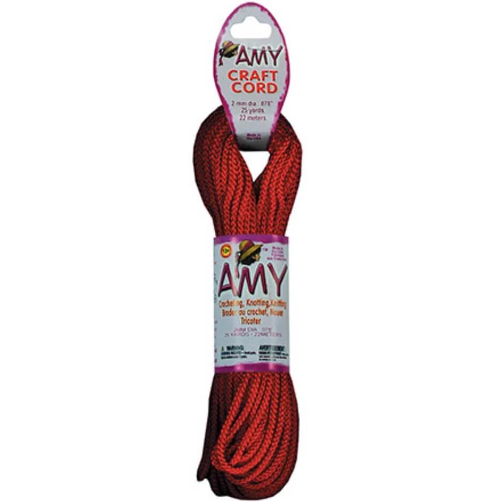 AMY CRAFT CORD 2MMX25YD RED