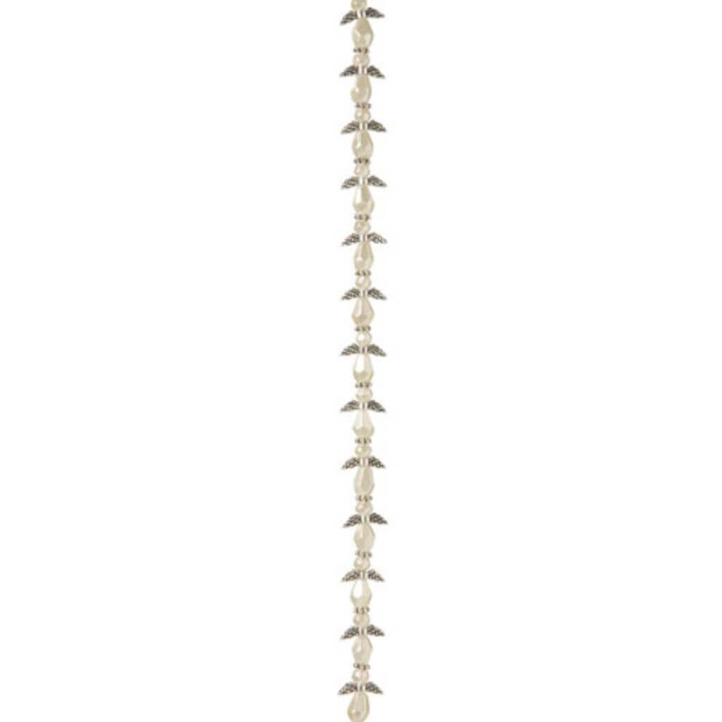 ANGEL WING BEAD STRAND SILVER CREAM 