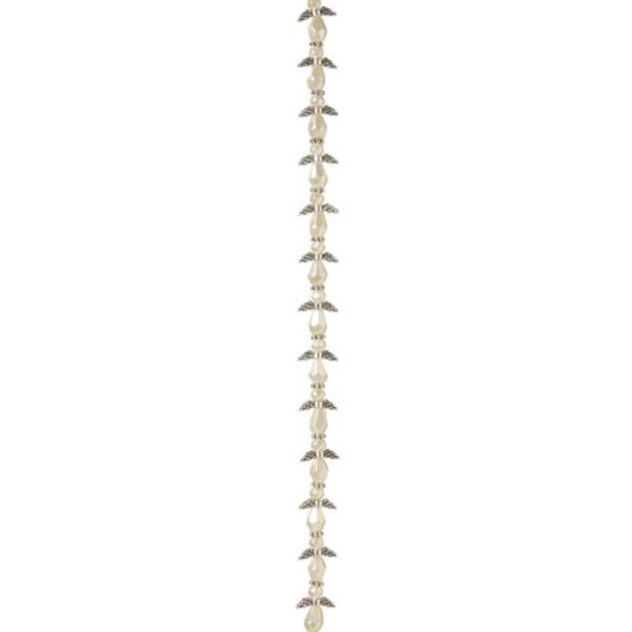 ANGEL WING BEAD STRAND SILVER CREAM 