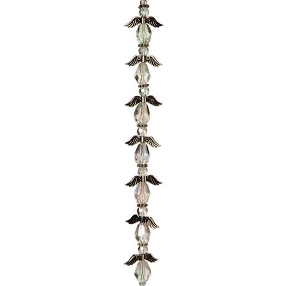 Angel Wing Bead Strand Silver Crystal AB 21mm 