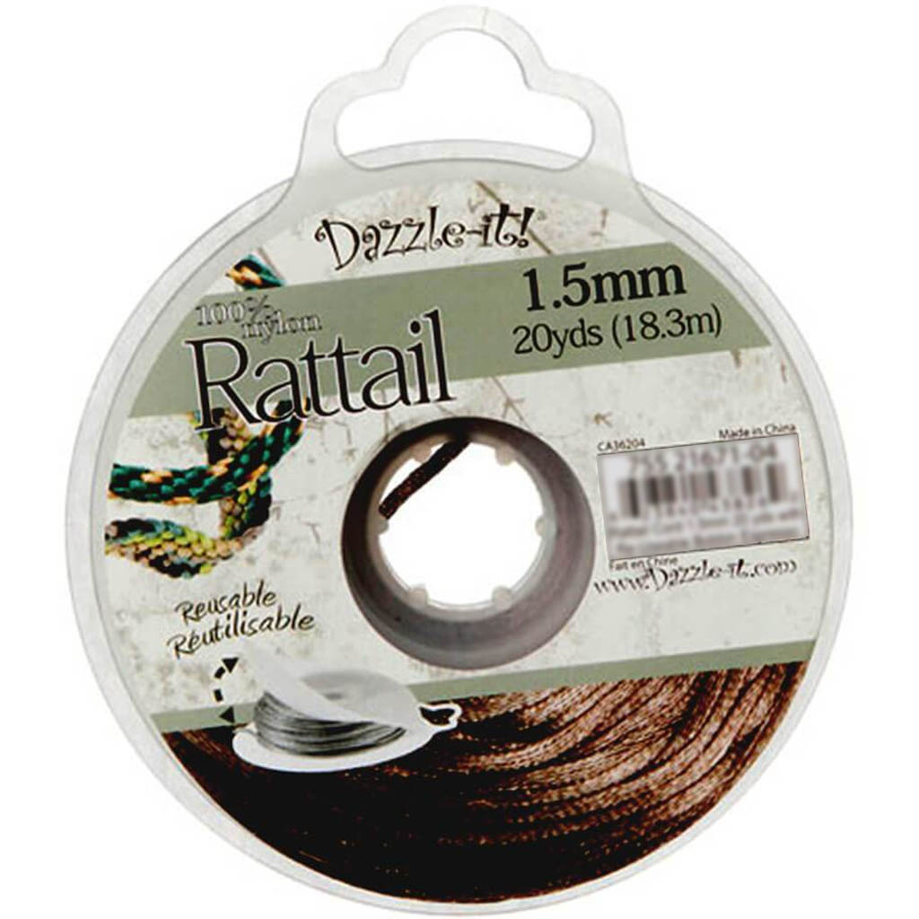 Dazzle-It! 1.5mm Rattail Nylon Cord Espresso Brown 20 yards 