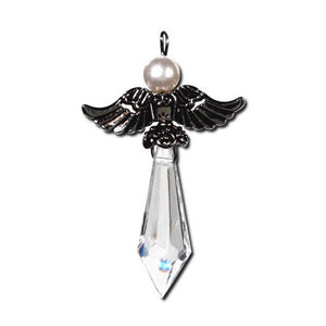 Angel Charm Antique Silver and Rhinestone 2-1 and 8 inches