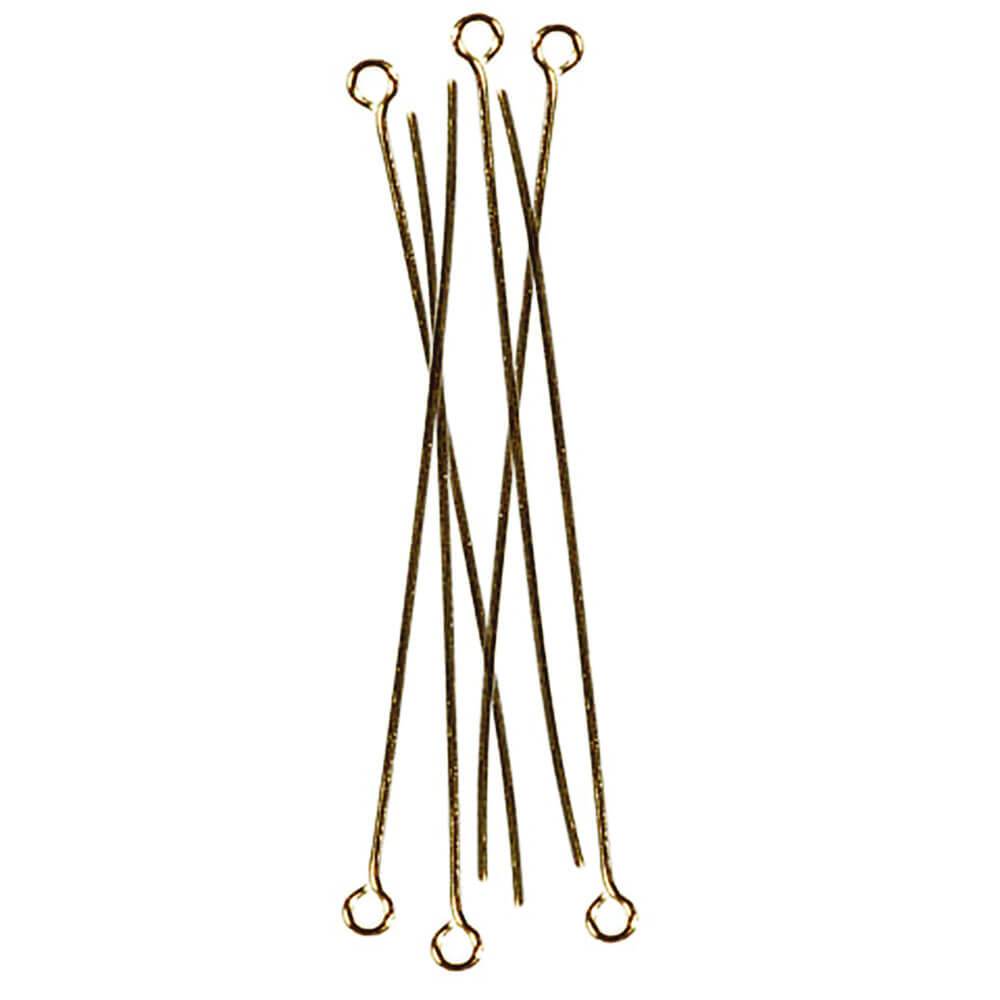 Eye Pins Gold Plated Brass 1.25 inches 30 pieces 