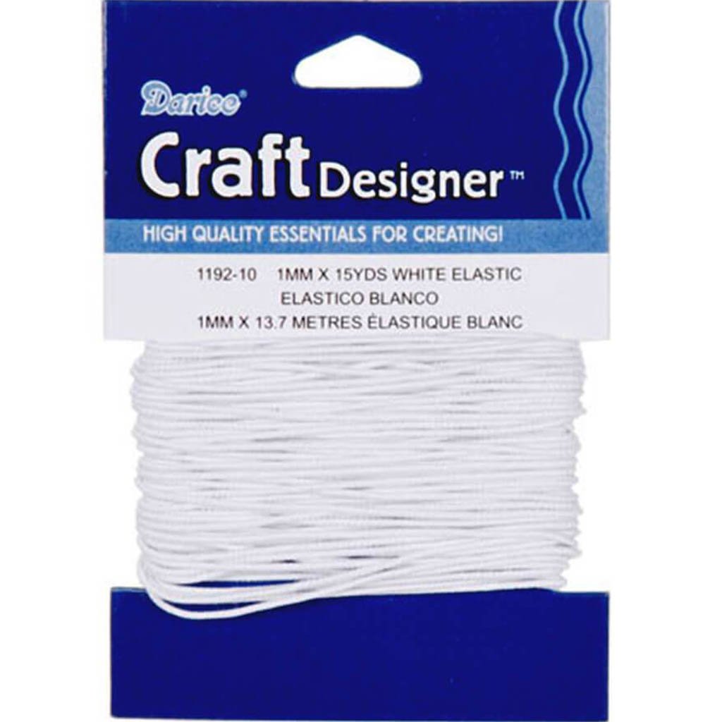 1mm Elastic Cord White 15 yards 