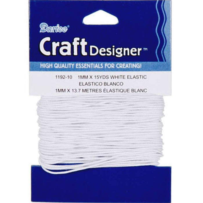 1mm Elastic Cord White 15 yards 