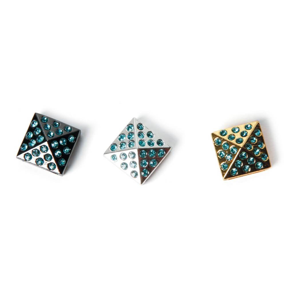 SILVER PAVE STUD SLIDERS AQUA 