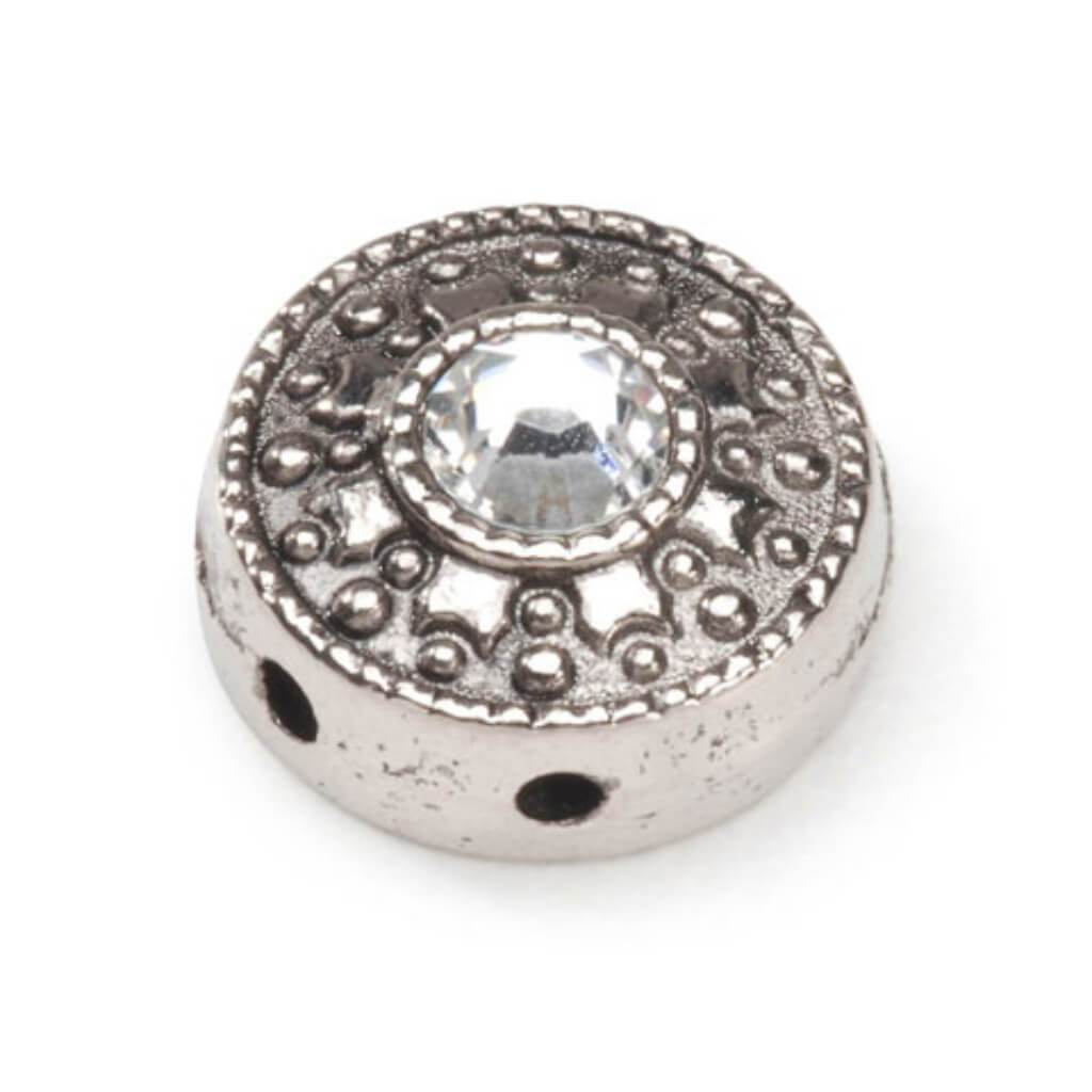 BEAD SWAROVSKI SLIDER SILVER AND CRYSTAL ROUND 