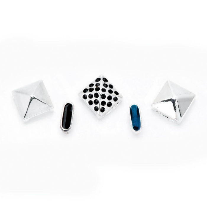 STUD AND SPACER SLIDERS MIX BLACK & SILVER 