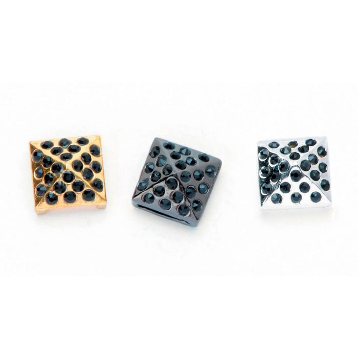 SILVER PAVE STUD SLIDERS BLACK 