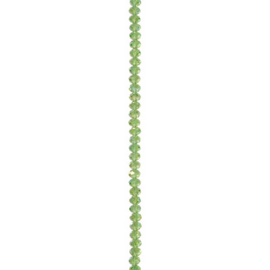 CRYSTAL BEAD STRAND RONDELLE EMERALD GREEN AB 6X8MM 7IN 