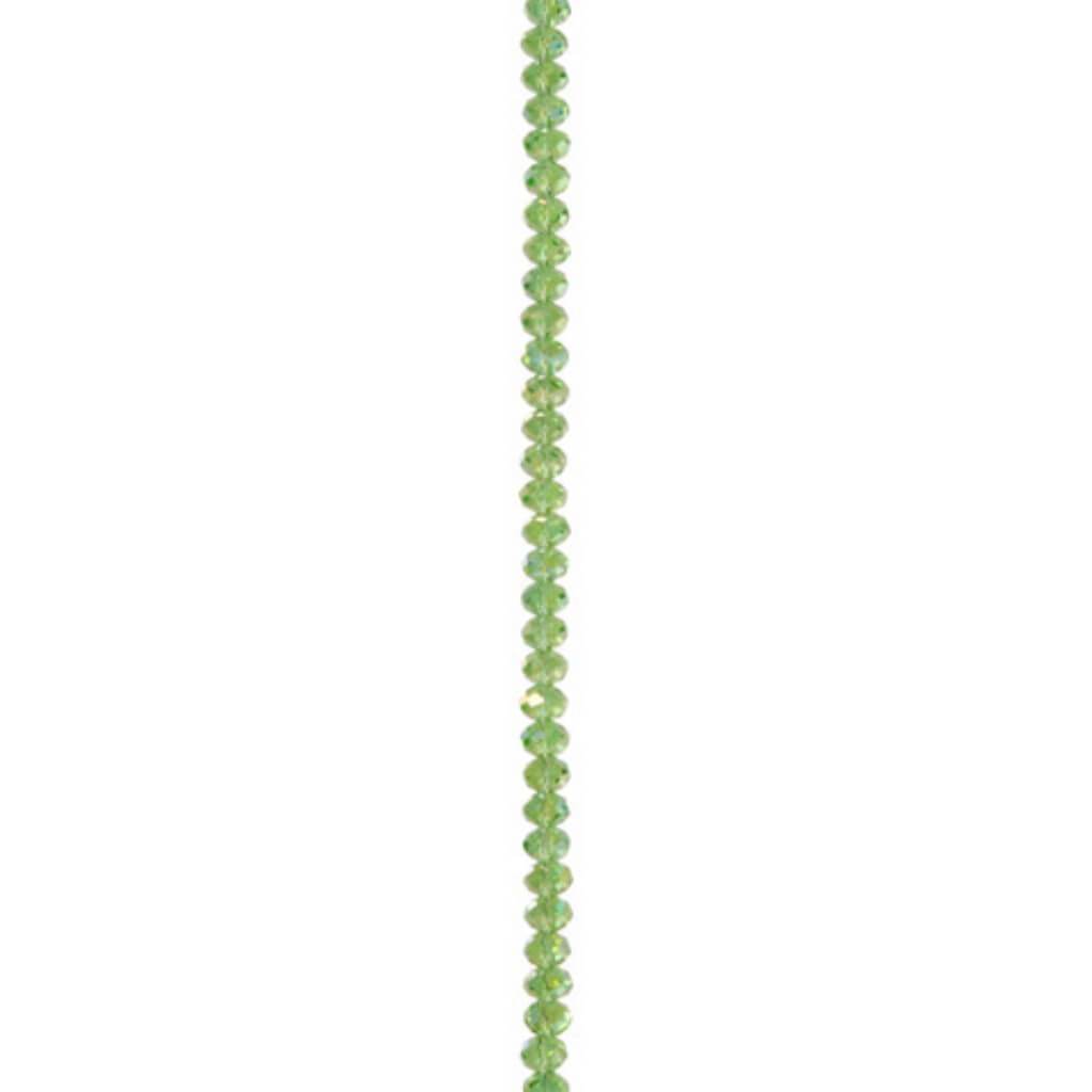 CRYSTAL BEAD STRAND RONDELLE EMERALD GREEN AB 6X8MM 7IN 