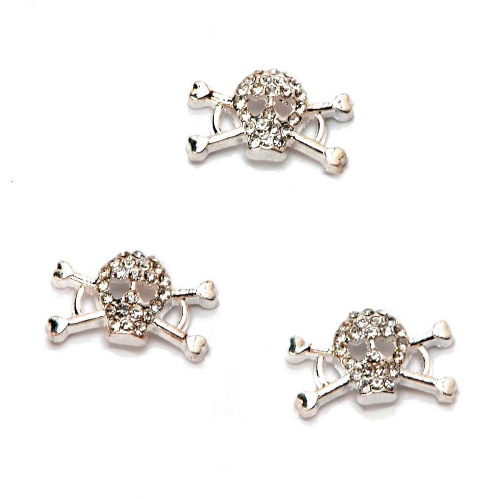 CONNECTORS SILVER SKULL 3PC 18X10MM 