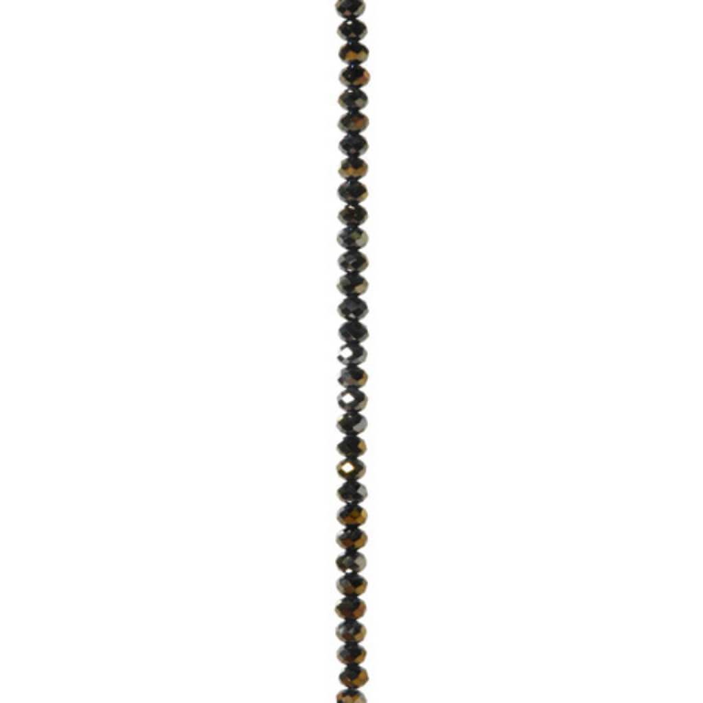 CRYSTAL BEAD STRAND RONDELLE BLACK AB 6X8MM 7IN 