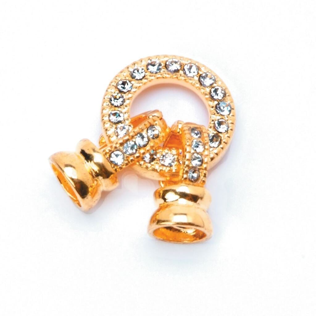 CLASP RHINESTONE GOLD 1PC SET 