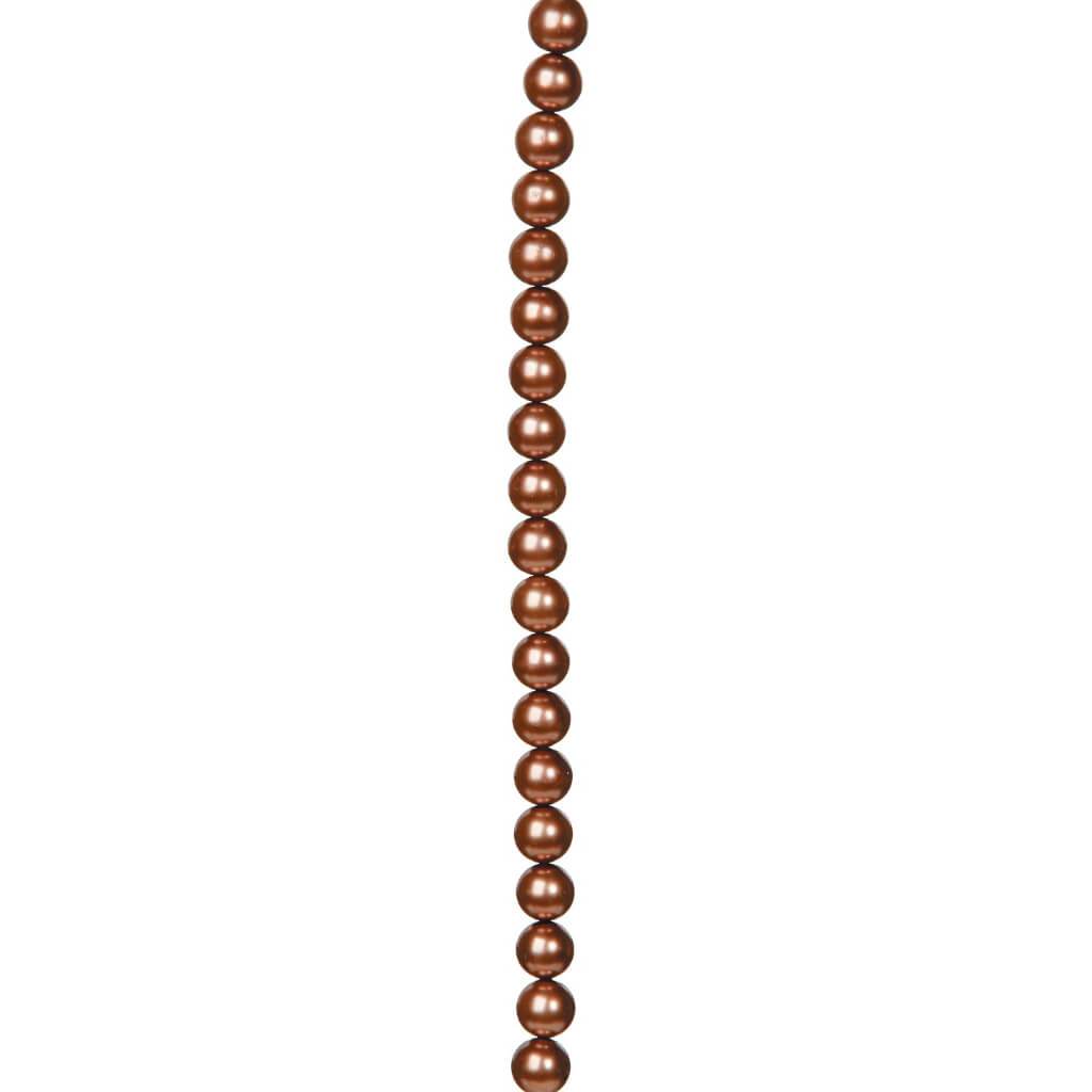 GLASS PEARL STRAND LIGHT BROWN 10MM 7IN 