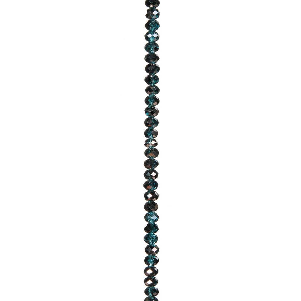 GLASS BEAD STRAND AQUA &amp; HEMATITE AB 