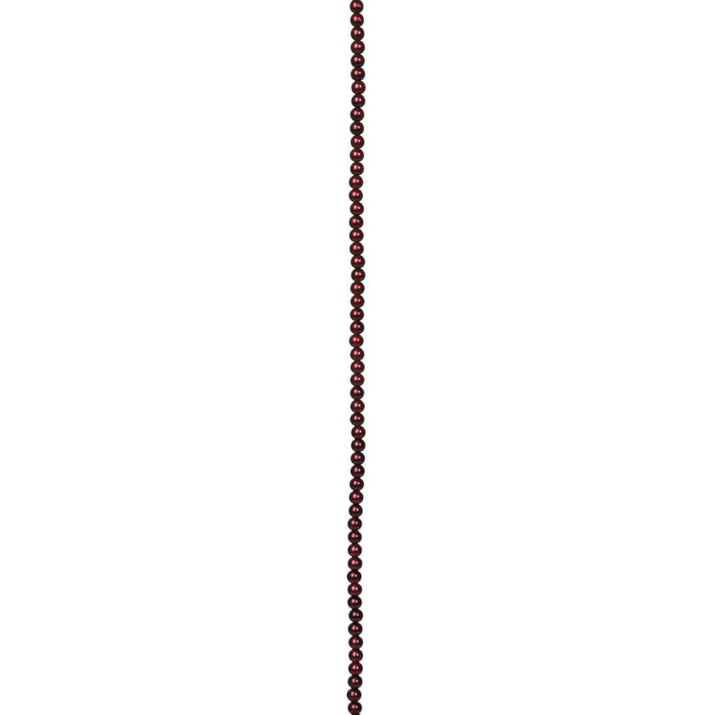 GLASS PEARL STRAND BURGUNDY 6MM 12IN 