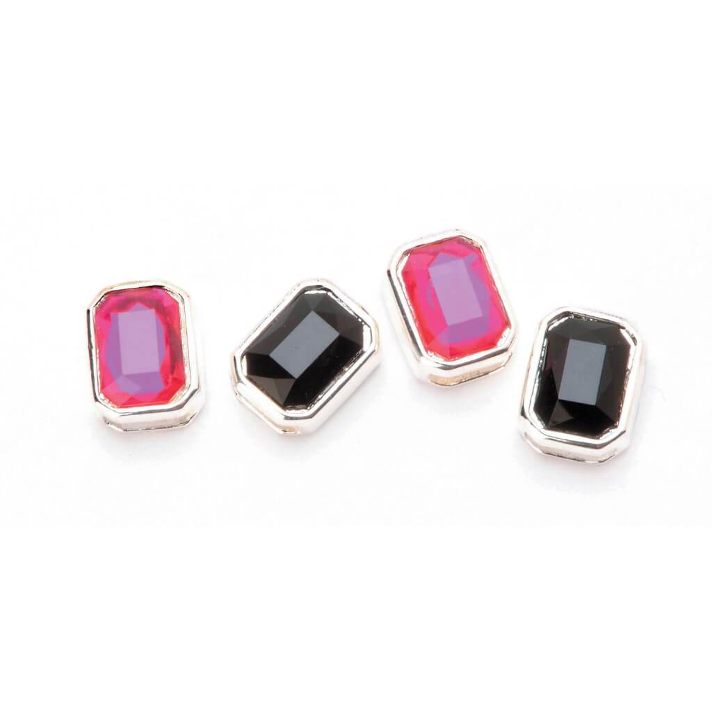 SILVER GEM SLIDERS BLACK &amp; HOT PINK 