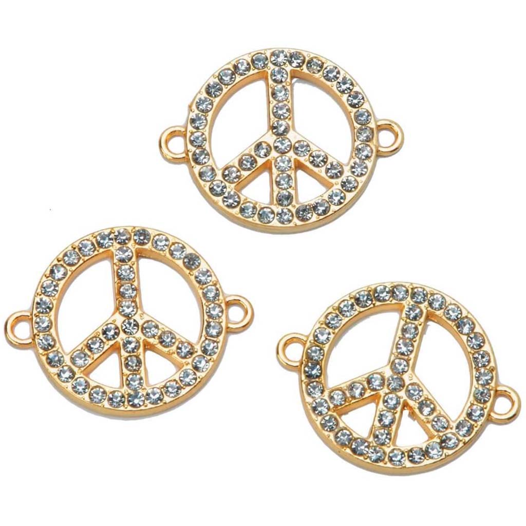 CONNECTORS GOLD PEACE WITH RHINESTONE 