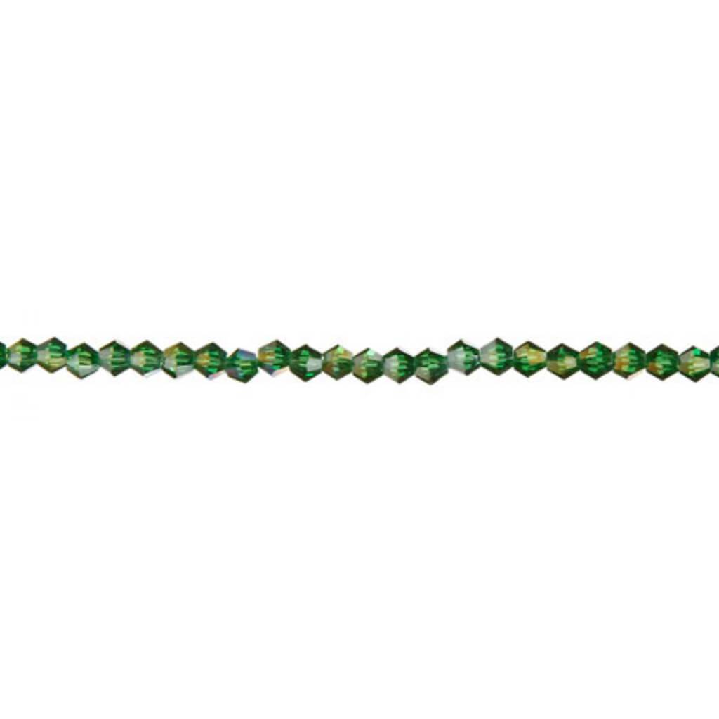 VENEZIA CRYSTAL BEAD STRAND BICONE EMERALD AB 4MM 7IN 