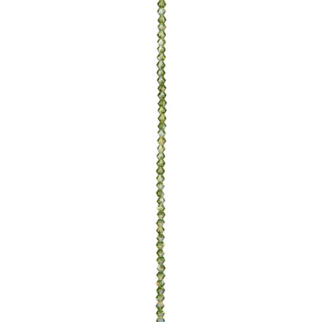 VENEZIA CRYSTAL BEAD STRAND BICONE OLIVINE AB 4MM 7IN 