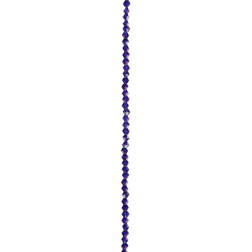 VENEZIA CRYSTAL BEAD STRAND BICONE SAPPHIRE AB 4MM 7IN 