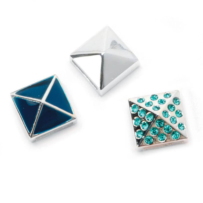 SILVER STUD SLIDER AQUA & BLUE MIX 
