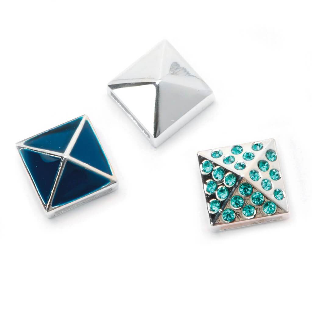 SILVER STUD SLIDER AQUA &amp; BLUE MIX 