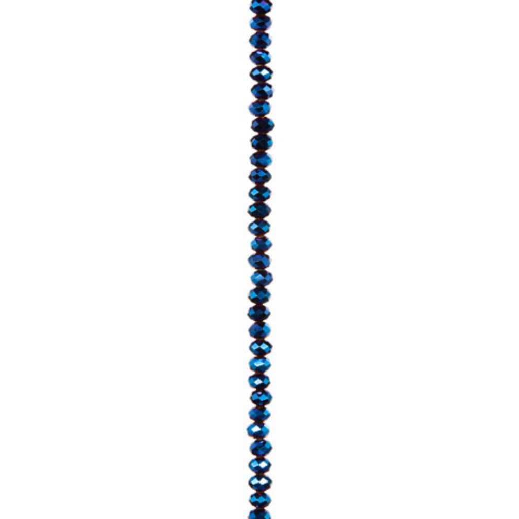 CRYSTAL BEAD STRAND RONDELLE BLUE IRIDESCENT 6MM 7IN 