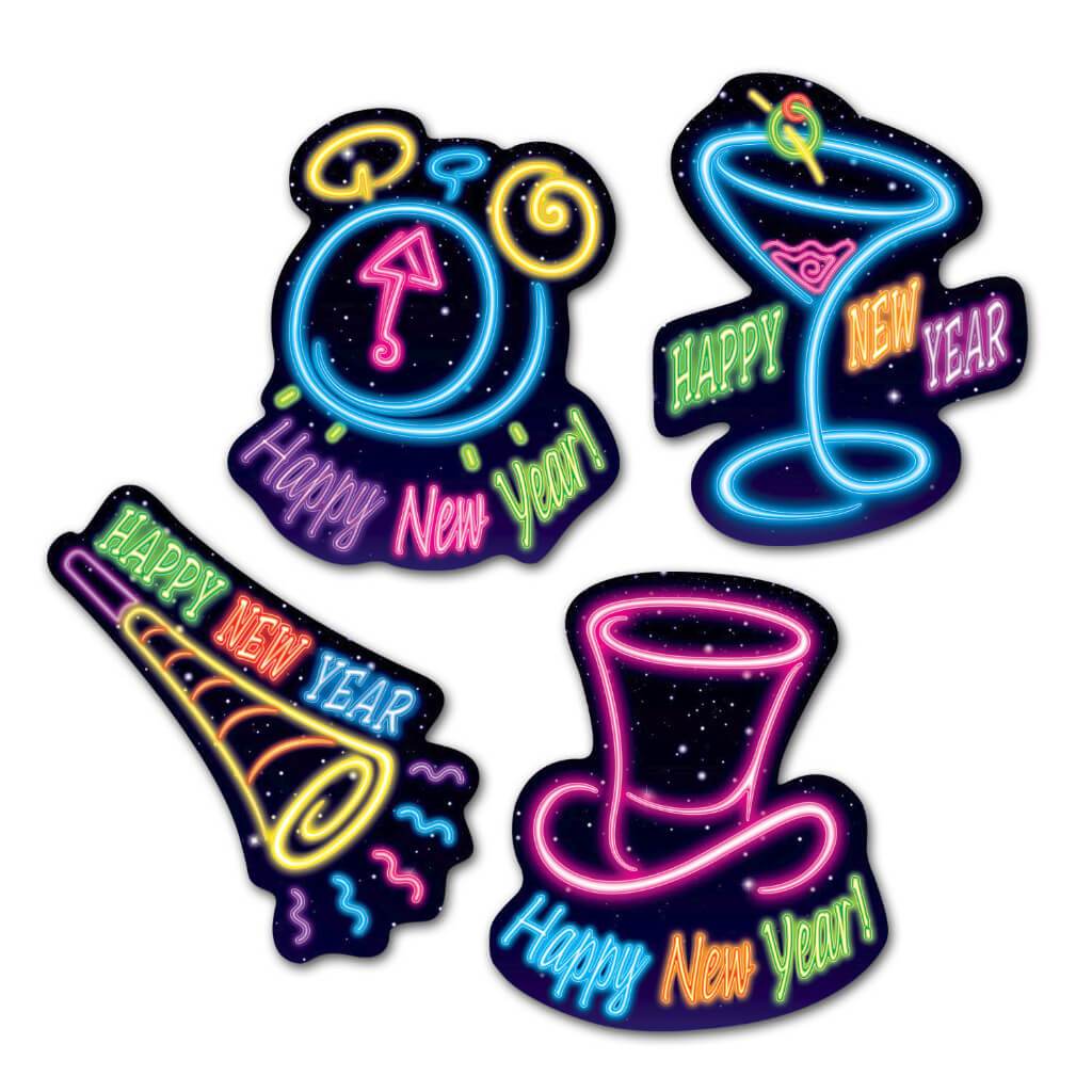 Happy New Year Neon Cut-Outs 