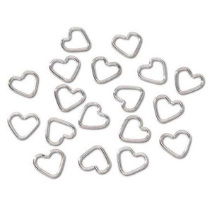 Jump Rings Heart Bright Silver Plated 9 x 11mm 