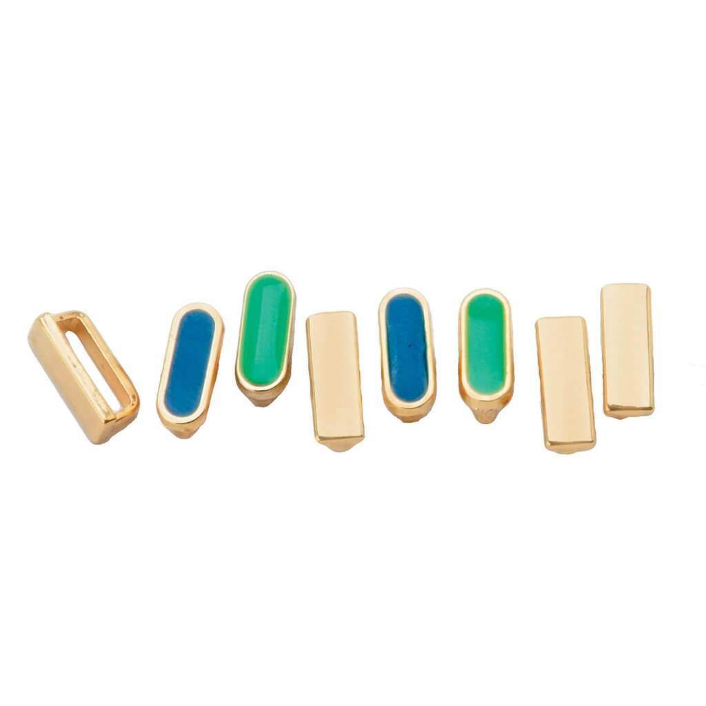 GOLD SPACER SLIDERS NAVY BLUE/MINT/GOLD MIX 8PC 