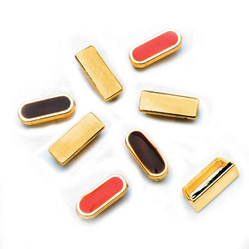 GOLD SPACER SLIDERS CORAL/BROWN/SILVER MIX 8PC 